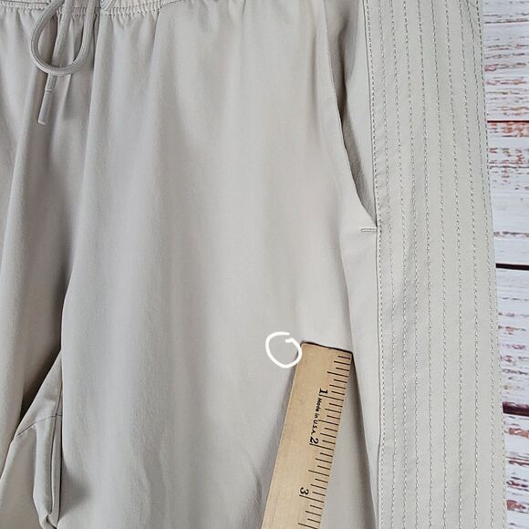 Athleta Avenue Wide Leg Crop Pants Women's 10 Beige Stretch Drawstring Pockets - Picture 6 of 12